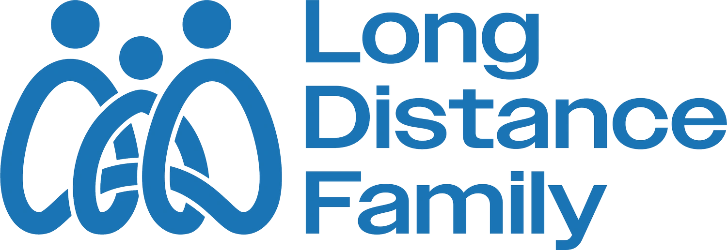 Long distance family logo with three people.