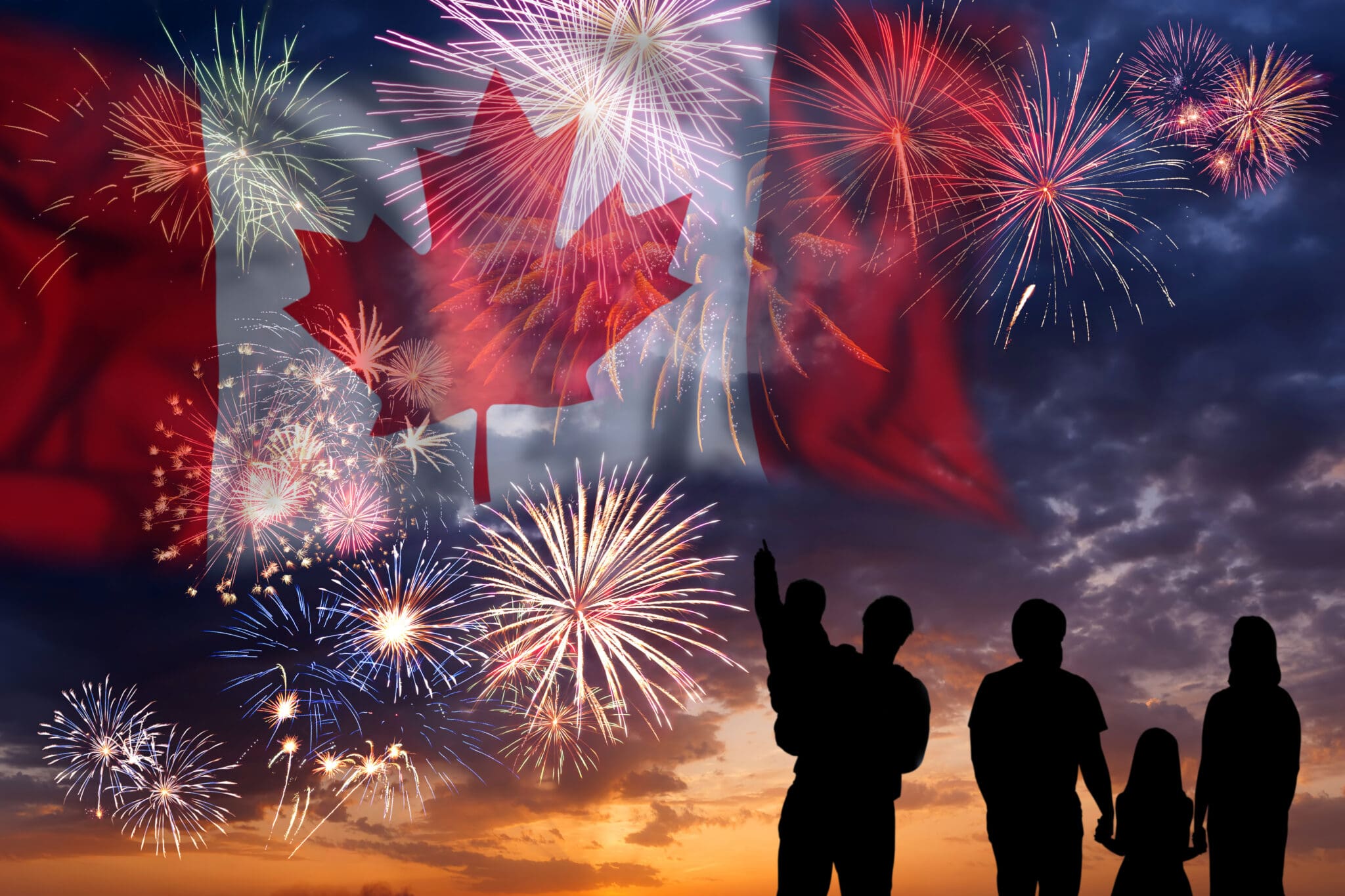 Fireworks on day of Canada Canada Day with family and fireworks.